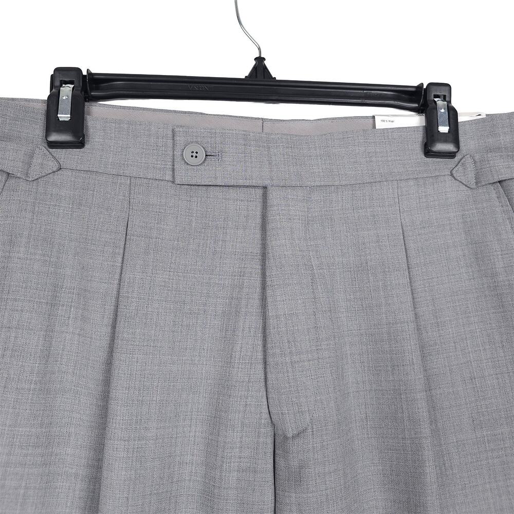 Calvin Klein Mens Slim Fit Wool Dress Pants 40x30 Light Grey Solid Pleated NWT - Picture 7 of 13